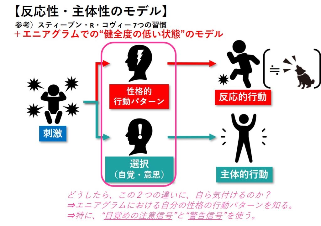 エニアグラム（目覚めの注意信号、警告信号）＋7つの習慣_反応性・主体性のモデル